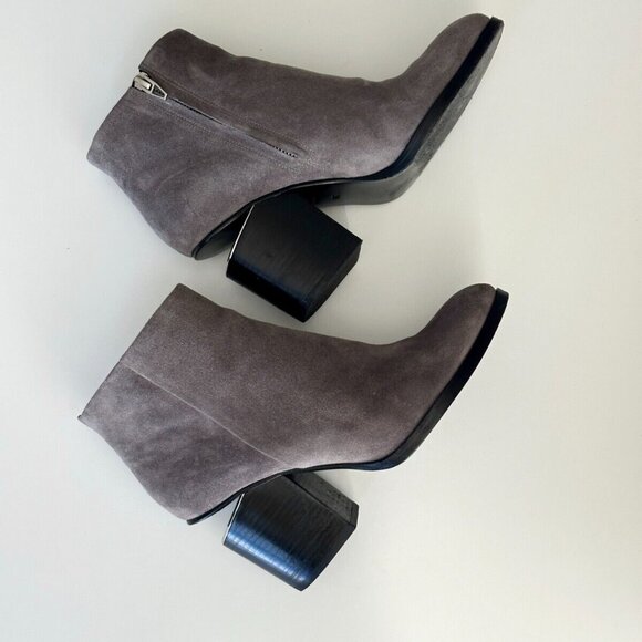 Women's ALEXANDER WANG Gabi Gray Suede Cutout Chunky Heel Ankle Boots Size 38 - Picture 2 of 8